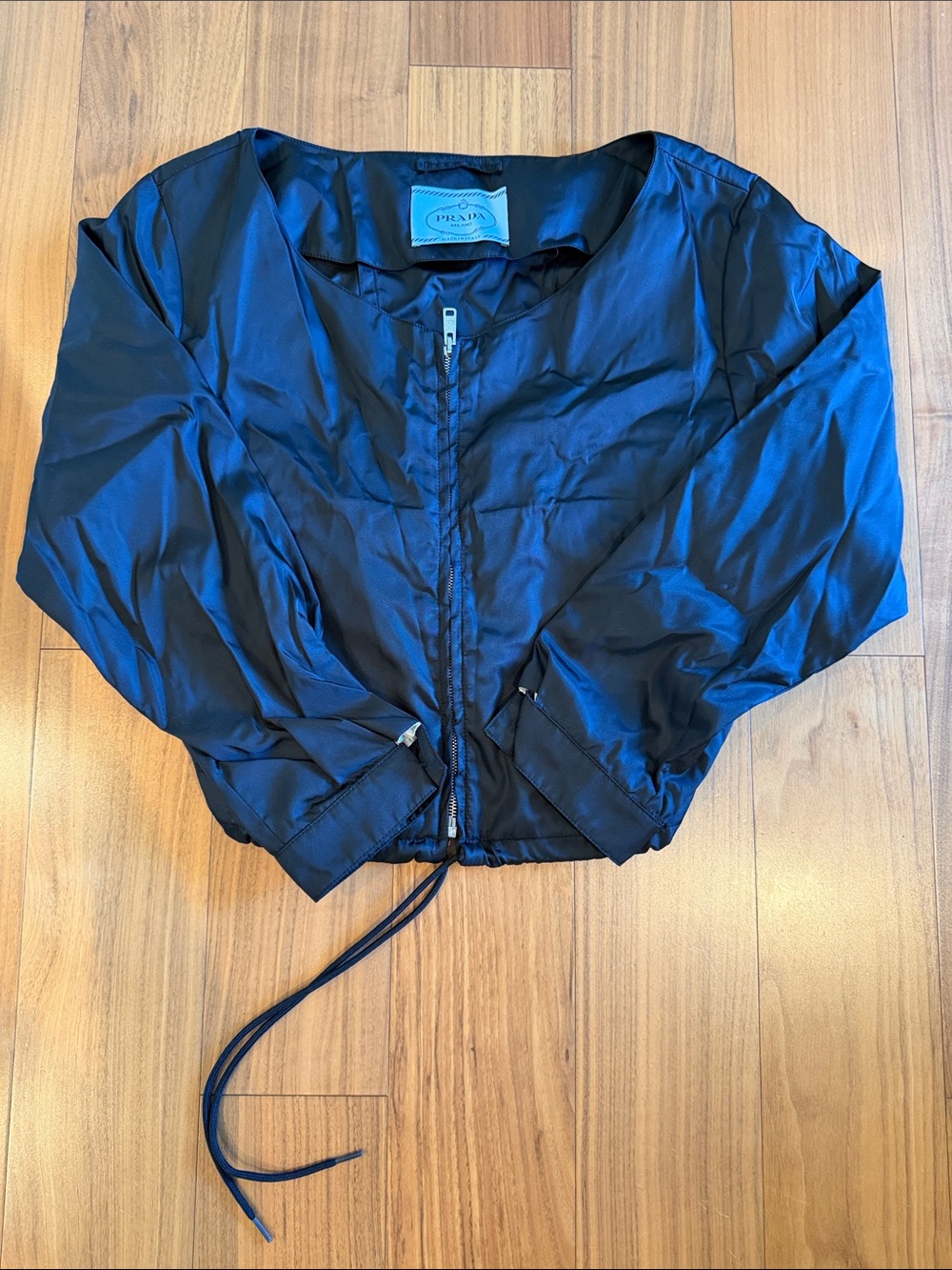 Prada Navy Blue Lightweight Bomber Jacket